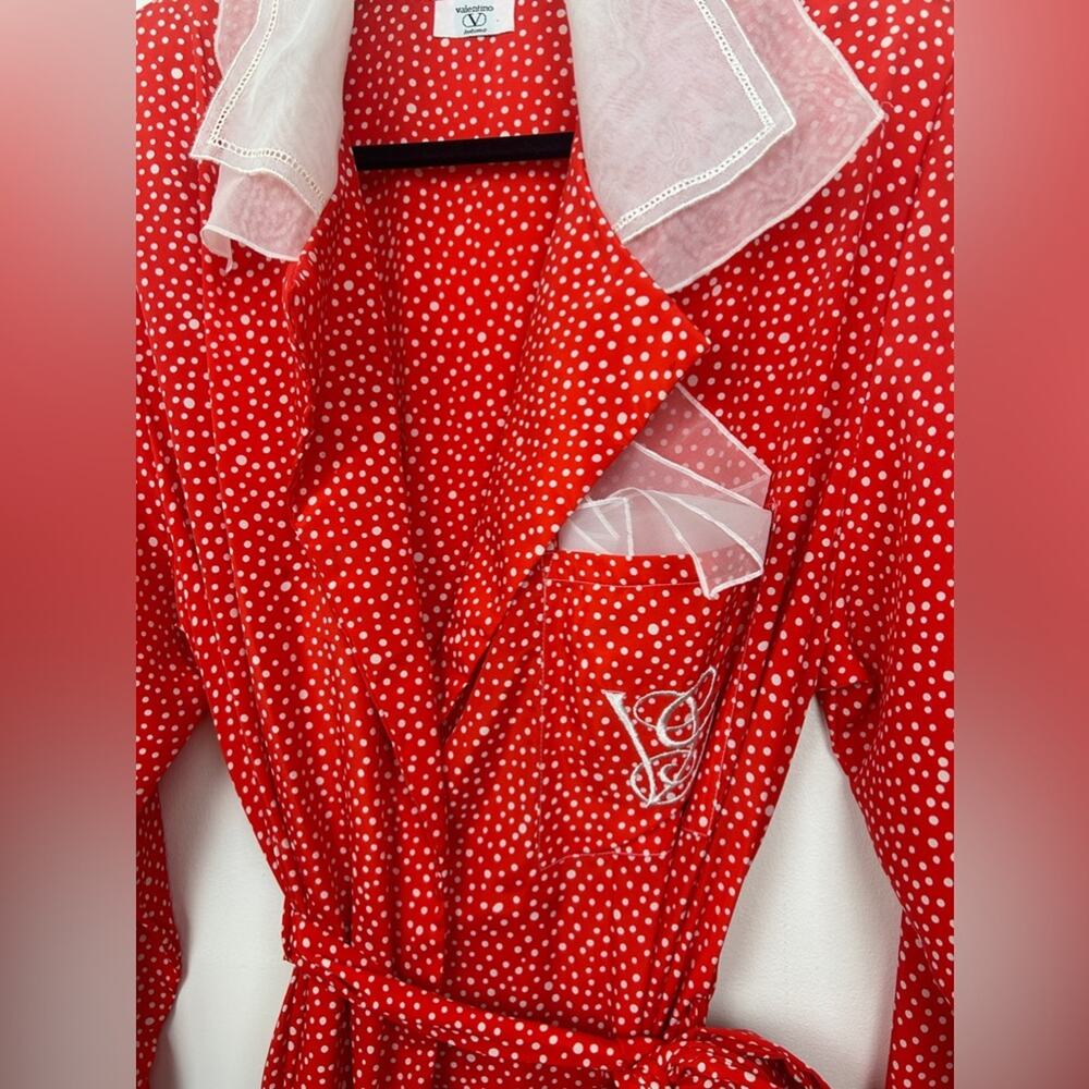 Vintage 80s RARE Valentino Red Polka Dot Wrap Dress - Picture 9 of 11